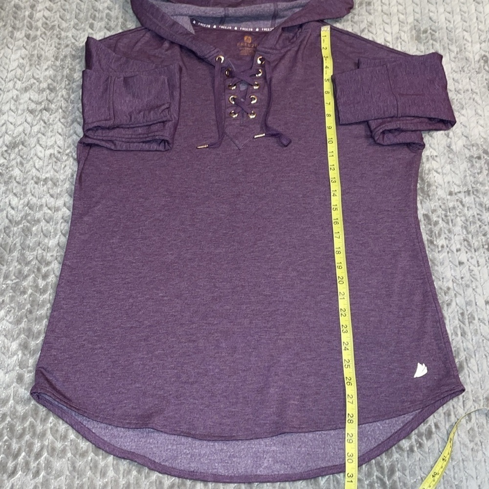 Free 2 Be Purple Hoodie. Size XXL. Long Sweatshirt w scoop hemline. Super soft - Picture 11 of 11